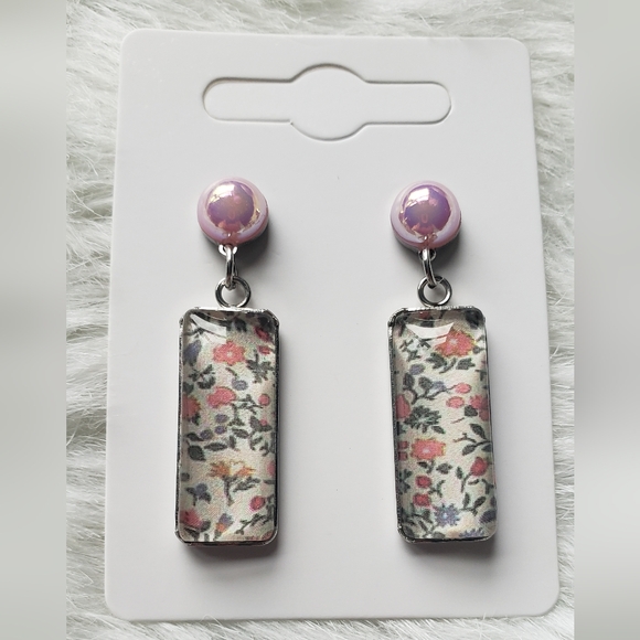 Handmade Pink Pearl Glass Spring Earrings - Picture 9 of 9